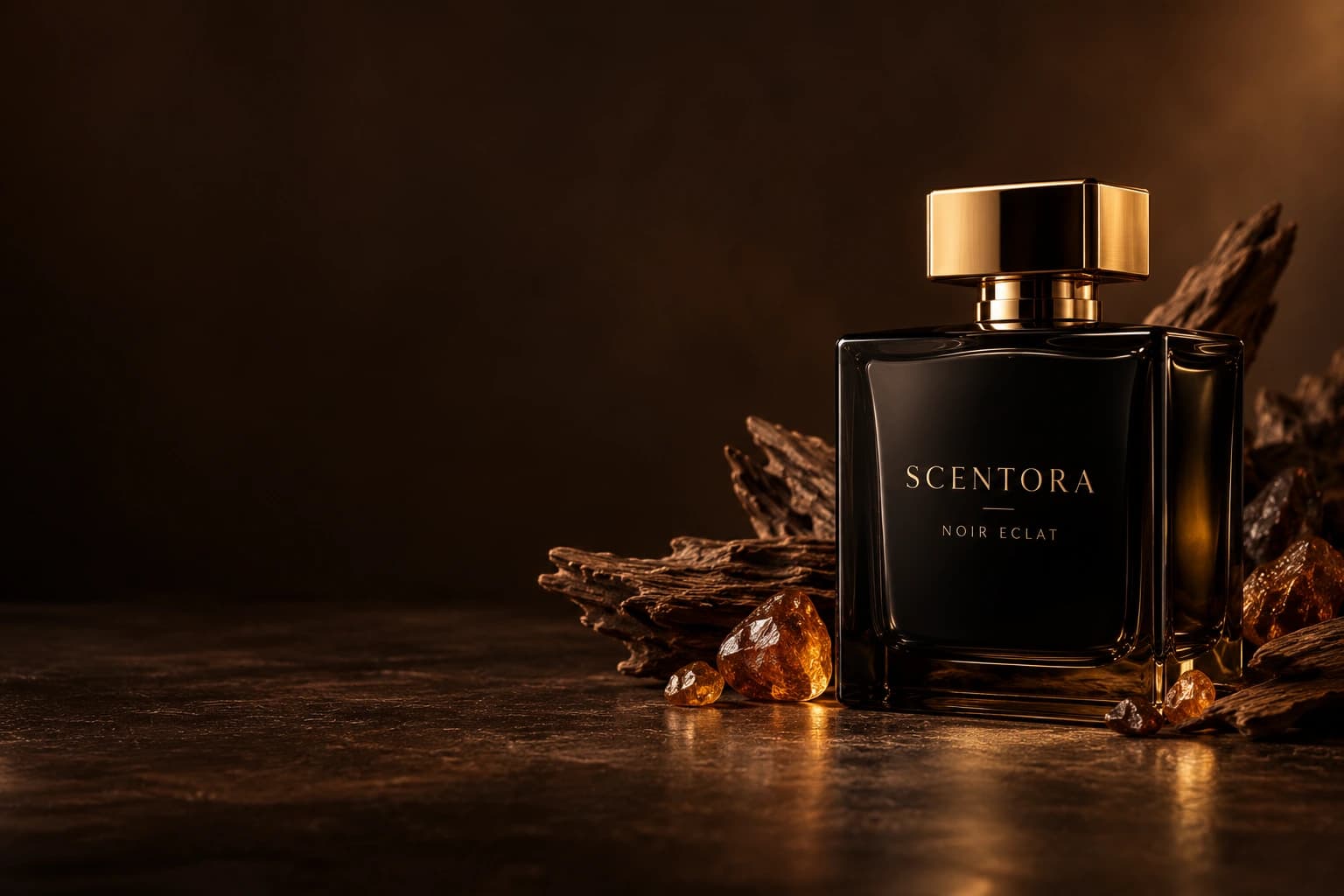 Noir Éclat perfume with oud and amber